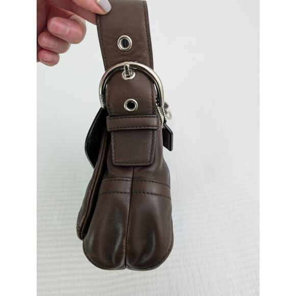 Vintage COACH Soho Leather Pocket Flap Y2K Chocolate Brown Shoulder Bag 3653 - Picture 6 of 16